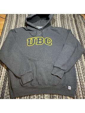 UBC University British Columbia Hoodie Sweatshirt Large Grey Russell Athletic